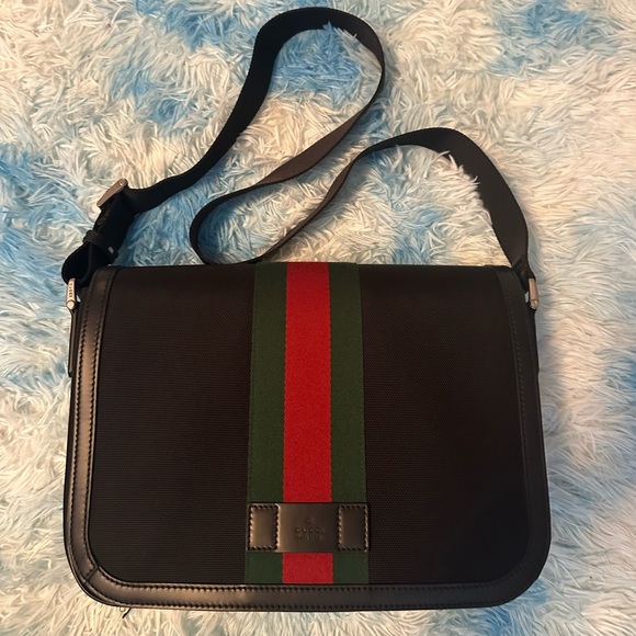 Gucci Techno Canvas Web Flap Messenger Bag - Picture 1 of 17